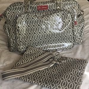 Lou Harvey Grey and White Print Diaper Bag
